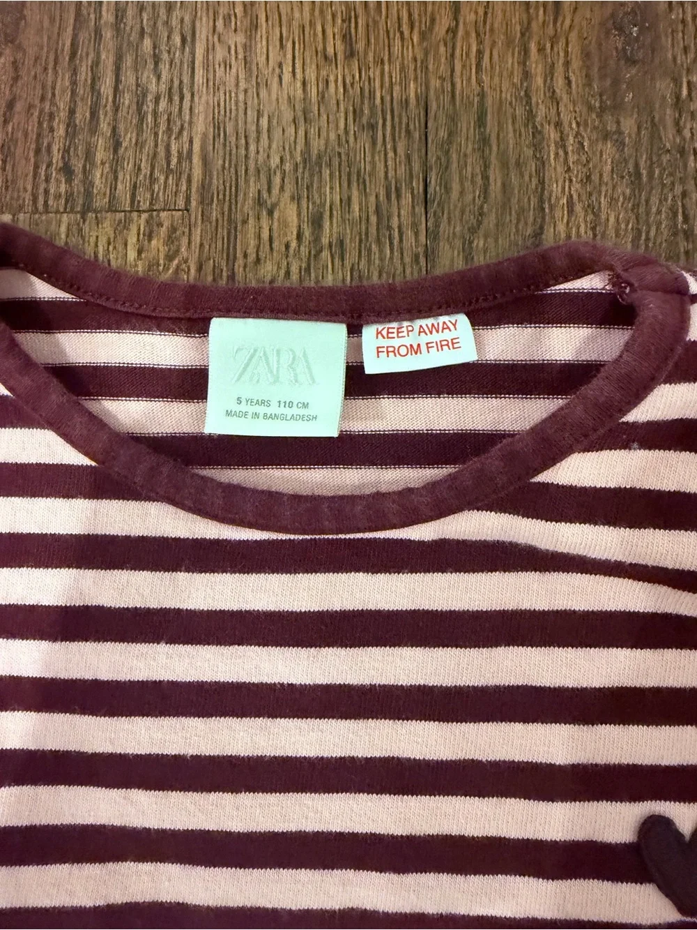 Zara Kids' Striped Long-Sleeve Top - Burgundy & pink
